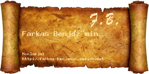 Farkas Benjámin névjegykártya